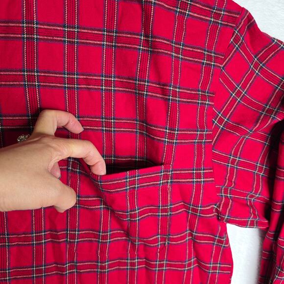 Lee Valley XXL Cotton Red Tartan Plaids Henley Buttons Long Sleep Flannel Shirt - Picture 11 of 16